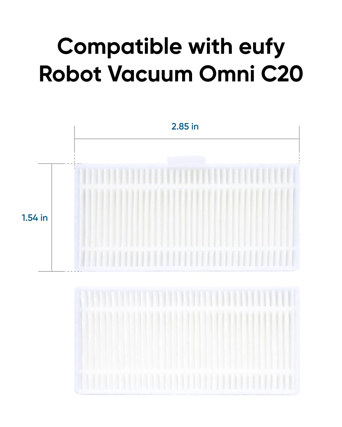 eufy Robot Vacuum Omni C20 with All-in-One Station,3.35-Inch Ultra-Slim Body Replacement Washable Filter for Robot Vacuum Omni C20, 2-Pack