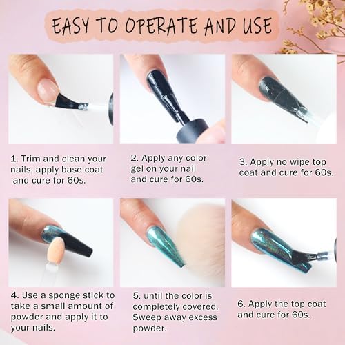 24 Colors Chrome Nail Powder Kit Mirror Effect Gold Silver Red Green Black Metallic Chrome Powder for Nails with Silicone Pen Applicator Brush Extra Fine Glitter Powder Manicure Supplies