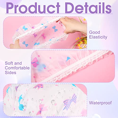 20 Pcs Waterproof Shower Caps for Women,Reusable Plastic Bath Hair Caps with Elastic Band Assorted Colors for Home,Salon & Spa
