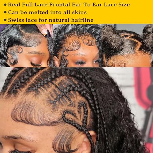 30 Inch Deep Wave Lace Front Wigs Human Hair 200% Density 13X6 HD Transparent Deep Curly Wigs 100% Real Human Hair Natural Color