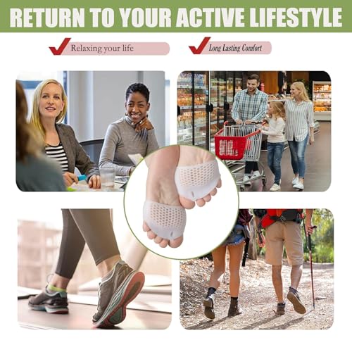 4 Pairs Silicone Toe Separators, Bunion Corrector Cushion, Metatarsal Pads, Ball of Foot Cushions, Breathable Soft Gel Foot Cushions for Men Women Straighten Overlapping Toes, Realign Crooked Toes
