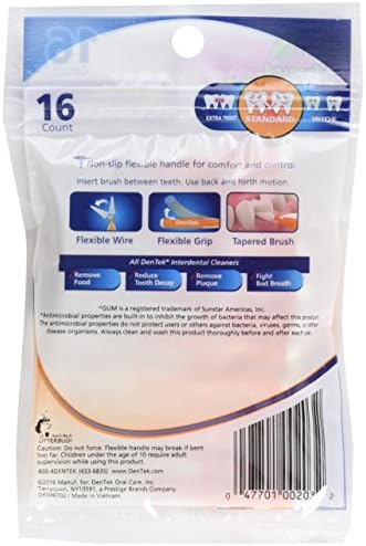 DenTek Easy Brush Dental Cleaners, Standard, 16 Count (Pack of 6)