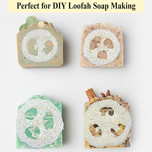 Bokon 120 Pcs Natural Loofah Slices for Soap Making Bulk Reusable Natural Loofah Sponge Organic Exfoliating Bath Shower Luffa Small Scrubber, Bright White