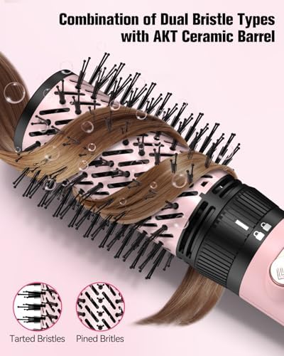 2-in-1 Blow Dryer Brush Set for Frizz-Free Blowout | 2-inch Rotating Hair Dryer Brush & 3-inch Hot Air Brush with Oval Barrel | 1000W for Fast Drying, Straightening, Volumizing & Smoothing