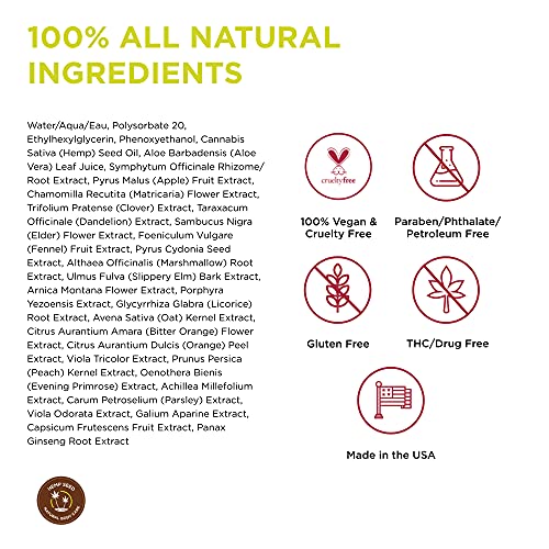 Hemp Seed Body Mist - 8 fl oz - Moisturizes, Invigorates & Protects Skin - With Hemp Seed Oil, Chamomile & Aloe Vera - Vegan, Cruelty Free