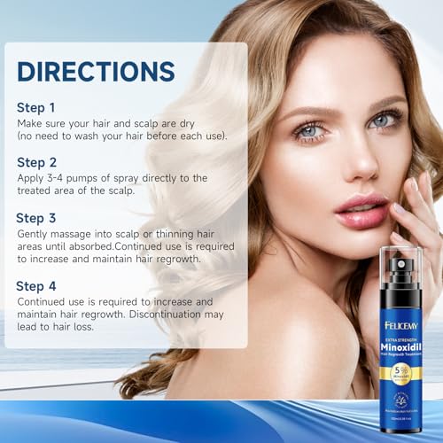 5% Minoxidil for Men and Women Hair Growth, Minoxidil Spray For Beard Growth Serum, Combat Hair Thinning and Loss, Strengthen Regrowth Treatment 3.38 Fl Oz