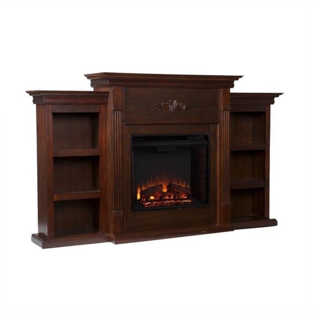 SEI Furniture Tennyson Bookcases Electric Fireplace, Espresso