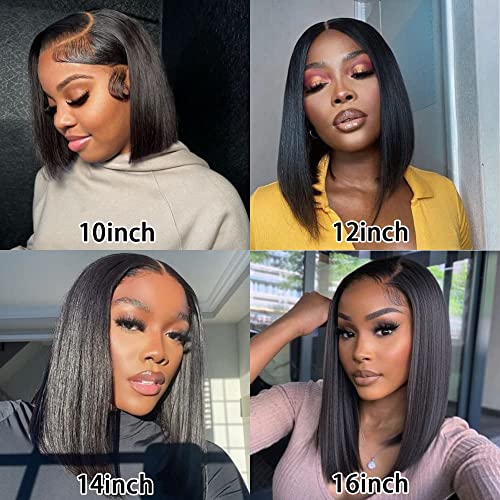 13X6 Bob Wig Human Hair Frontal Lace Wig Glueless Wigs Human Hair Pre Plucked Transparent Bob Lace Front Wigs for Women 150% Density