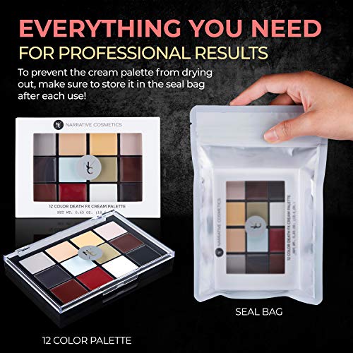 12-Color Death FX Cream Palette, Professional Quick Drying Waterproof SFX Makeup for the Stage, Film, Costumes, Cosplay, Halloween