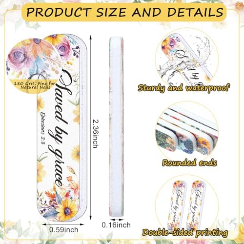 200 Pcs Christian Bible Verse Nail Files Gift for Women Religious Scripture Nail Emery Boards Colorful Floral Inspirational Nail Buffering Files Inspirational Scripture Manicure Tools Bulk