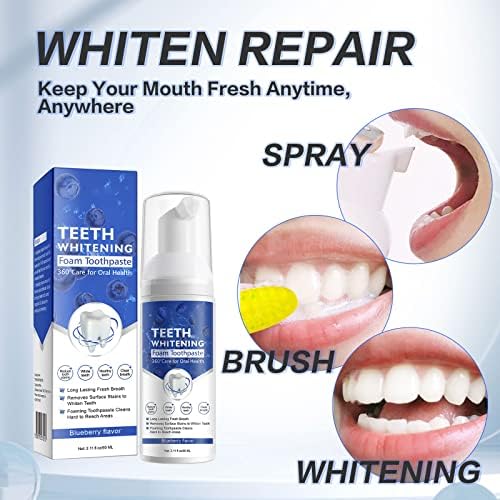 2PCS Foam Toothpaste, Whitening Baking Soda Toothpaste, Ultra-fine Mousse Foam Deeply Cleaning Gums, for Great Oral Care & Whitening Result Blueberry and Mint