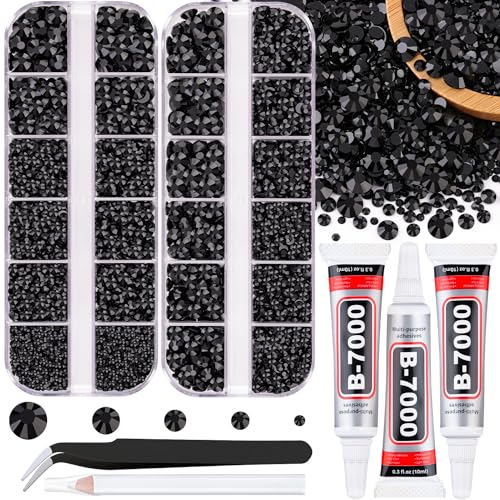 16000Pcs Resin Jelly Rhinestones for Crafting, Lavender Purple AB Non Hotfix Flatback Gems, Bedazzling Crystal with 3Pcs 10ml B7000 Jewelry Glue for DIY Crafts Clothing Tumblers Shoes Nail Art