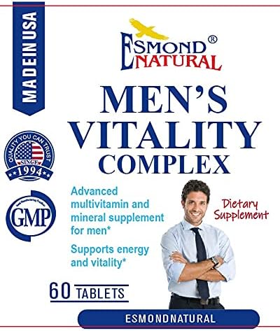 (5 Pack) Esmond Natural: Men's Vitality Complex (Advanced Multivitamin and Mineral Supplement for Men. Supports Energy and Vitality), GMP, Natural Product Assn Certified, Made in USA - 300 Tablets
