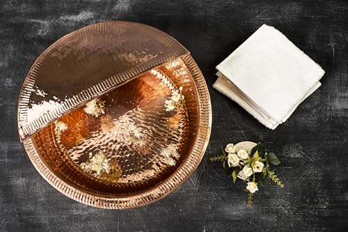100% Solid Copper Foot Bowl with Removable Footrest, Hand Hammered Large Relaxation Pedicure Basin, 10-20" Sizes, for Spa & Pedicure (20 Inches)