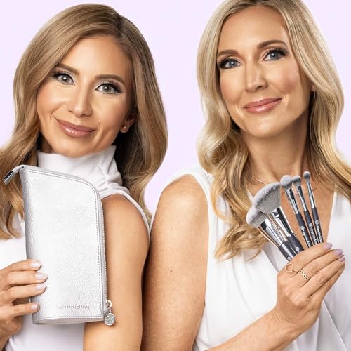 BK BEAUTY BRUSHES - ANGIE HOT & FLASHY Travel Brush Set with Pouch - Foundation Makeup Brushes - Brush for Liquid or Cream Foundations - Under-Eye Concealer | Bronzer, Blush & Highlighter Makeup Brush