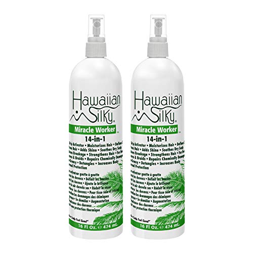 Hawaiian Silky 14-in-1 Miracle Worker 16 oz, Keratin Leave-In Conditioner (Pack of 2)