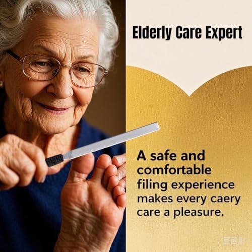 2-Piece Stainless Steel Toenail File for Thick Nails | 4-Sided Design with Non-Slip Grip & Thumb Protector | 7" Durable Metal Nail File for for All, Elderly & Dogs