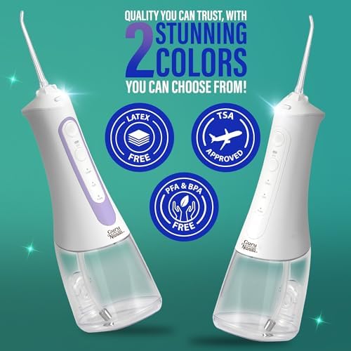 GuruNanda Water Dental Flosser 2.0 XL – 380ML Large Tank, 4 Flossing Modes, Cordless & Portable with Smart Timer for Deep Cleaning & Happy Gums - White
