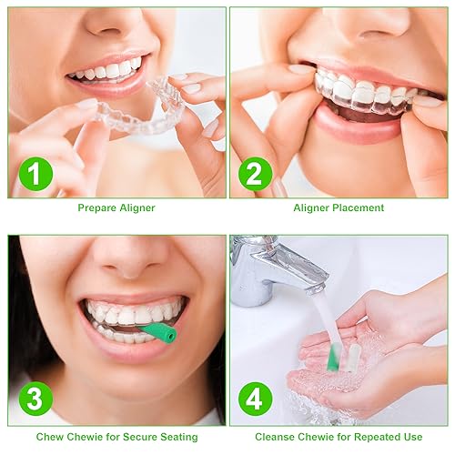 20 Pcs Chewie For Invisalign Aligners, Aligner Tray Seaters For Invisible Braces, Dental Aligner Trays Seater Chewie, Orthodontic Aligners Teeth Chompers Unscented Flavor Pack Of 2 (Unscented)