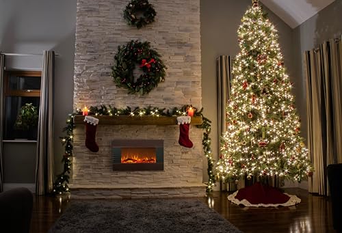 Northwest 36-Inch Electric Fireplace - Modern Mahogany Fireplace with Wall Mount, Floor Stand, Remote, and Adjustable Heat and Brightness