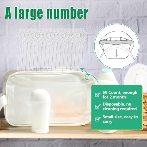 50 Count Disposable Tongue Scraper, Plastic Tongue Cleaner for Adults and Kids, Tongue Scrubber for Oral Care, Promote Fresh Breath