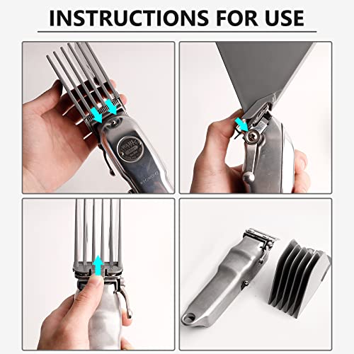 3 Inch Hair Clipper Combs Guides, Hair Clipper Guards 1 & 1/4" 1 & 1/2" 2", Mega NO.16 NO.12 NO.10 fits for most Wahl Clippers (Gray, 8pcs Mega Set)