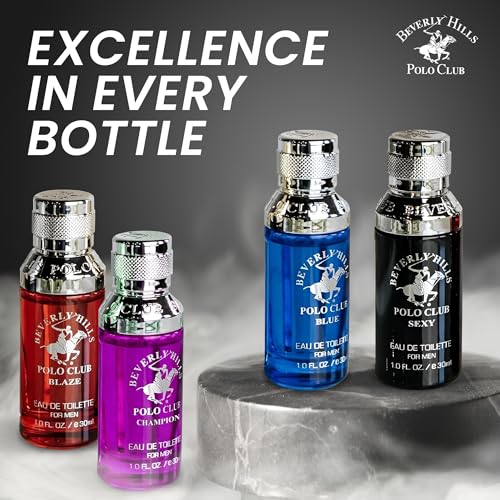 Beverly Hills Polo Club Men's Collection 4-Cologne Gift Set with Deluxe Tin Gift Box (Colognes may vary)