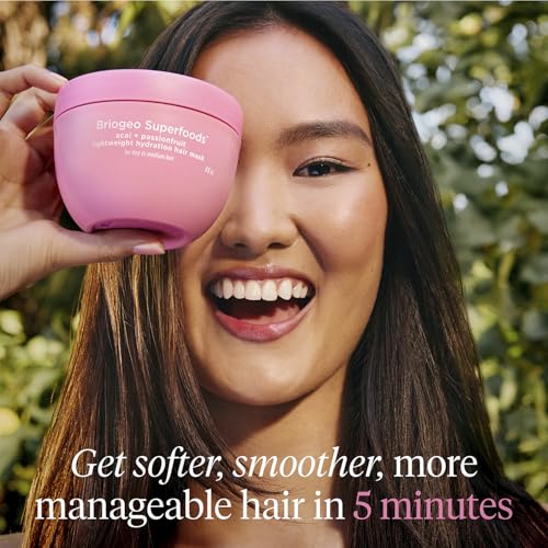 Briogeo Superfoods Acai + Passionfruit Lightweight Hydration Hair Mask – Deep Conditioner for Fine Hair, Boosts Shine & Softness, Weightless Moisture, Vegan & Cruelty-Free