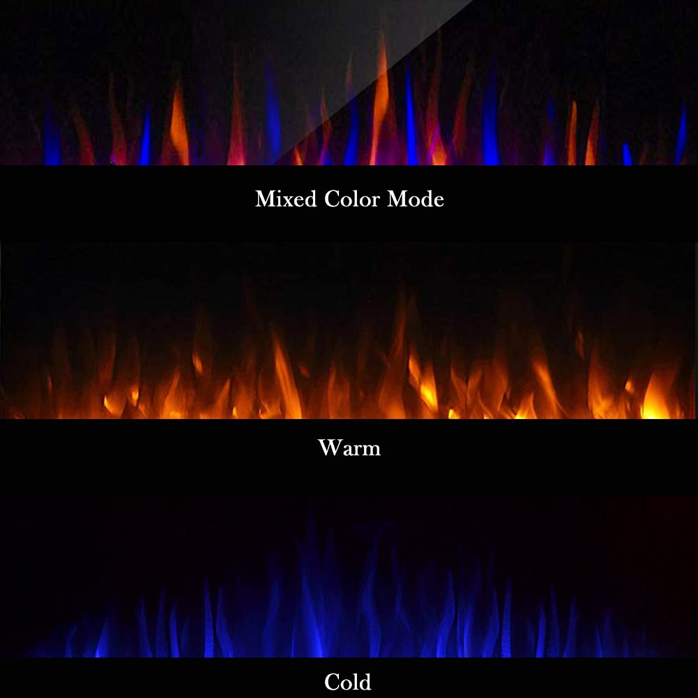 42" WiFi Smart Recessed Electric Fireplace Insert, 5 Flame Settings, Log Set or Crystal Options, Temperature Control by Touch Panel & Remote & App, 750/ 1500W Heater, Compatible with Alexa