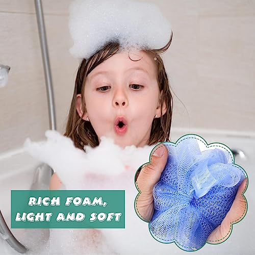 50 Pieces Bath Sponge Shower Loofahs Bulk Bath Luffas Exfoliating Body Scrubber Pack Colorful Mesh Balls Travel Cleaning Wash Puff Bathing Accessories for Kids Women Men Body Wash, 6 Colors