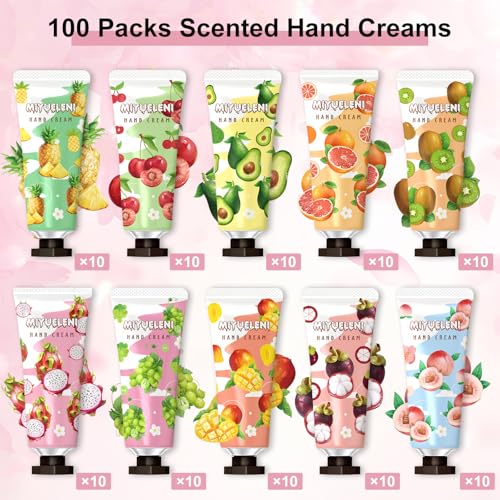 100 Pack Hand Cream Gifts Set, Hand Lotion Travel Size, Teacher Appreciation Gifts, Mothers Day Gifts, Mini Lotion Bulk, Thank You Gifts, Mini Hand Cream Gifts for Women Corworkers Nurse Birthday
