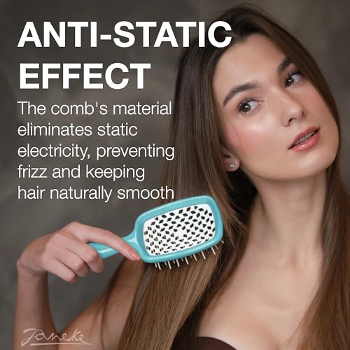Janeke Original Patented Superbrush Detangler Brush Anti-static Hairbrush Easy For Wet or Dry Use Flexible with Nylon Bristle Great for All Hair Types - Long Thick Curly (Tiffany)
