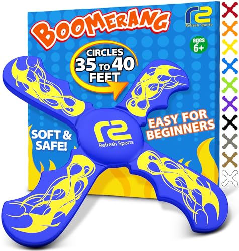 Boomerang Kids Outdoor Flying Disc - Soft Toy Boomerangs Gifts for Boys 8-12 & Girls 8-12 - Best Easter Basket Stuffers Gift Ideas for Kids - Outside Boys Toys Age 6 7 8 9 10 11 12 & Up Backyard Games
