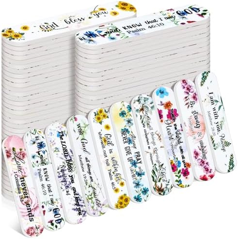 50 Pack Christian Gifts for Women Bulk Church Bible Verse Nail Files Floral Scripture Emery Boards Christian Religious Gift Nail Files for Employee Appreciation Teacher Staff Coworkers Women