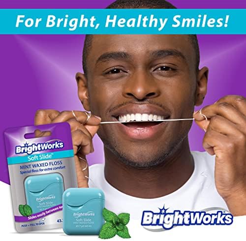 BrightWorks Soft Slide Dental Floss, for Tight Spaces and Extra Comfort, 43.7 Yards (Pack of 4)