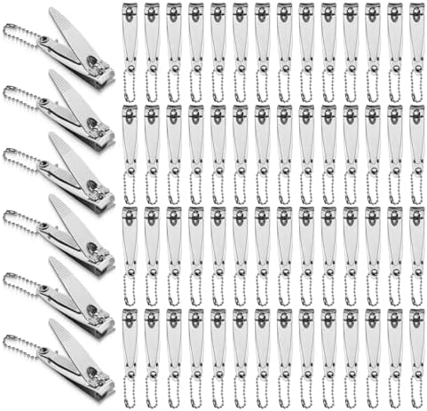 Individually Wrapped Nail Clippers in Bulk Stainless Steel Fingernail Clippers Bulk, Sturdy Thick Toenail Clippers Mini Men Women Nail Tip Cutter Trimmer for Homeless, Travel, Hotel (2 inch 50Count)