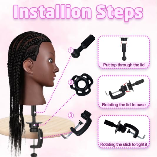 16" Mannequin Head Human Hair with 100% Real Hair Cosmetology Mannequin Doll Head for Hairdresser Practice Braiding Hairstyling with Free Table Clamp Stand (16 Inch)