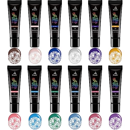 Biutee Nail Stamping Polish Gel 24 Colors 5ML UV LED Stamping Gel Nail Polish Special Printed for Nail Stamp Plate Stamper