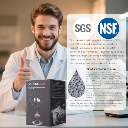 H2 Hydrogen Bath Bombs – Molecular Hydrogen Tablets for Bath,H2 Water Soaks, Relaxing Post-Exercise Routine, Muscle Recovery,Gift for Men, 4 Packs Gray