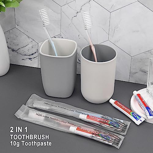 HQSL Sund 100 pcs Disposable Toothbrushes with Toothpaste, 2 Color Toothbrushes and Toothpaste 10g, Bulk for Homeless, Airbnb, Hotel
