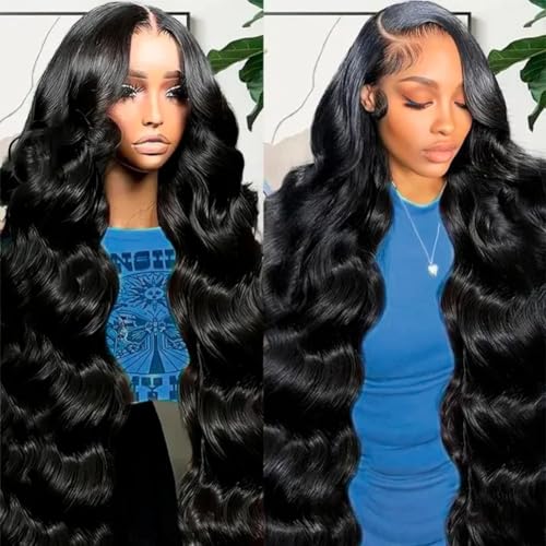 13x6 Body Wave Lace Front Wigs Human Hair Pre Plucked 13x6 HD Transparent Frontal Wigs Human Hair 200 Density Body Wave Glueless Human Hair Wig for Women 28 Inch