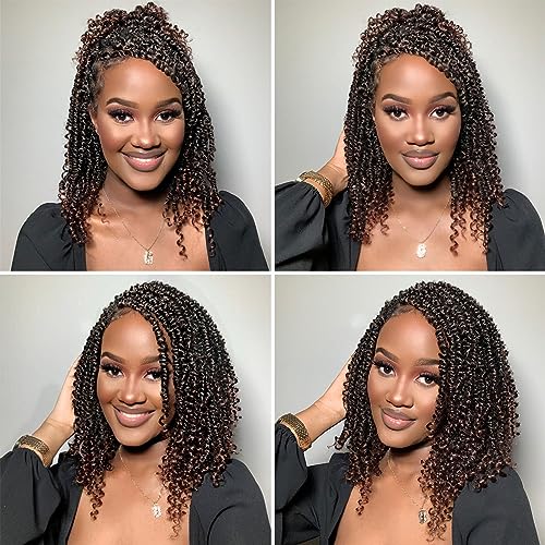 12 Inch Pre-Looped Passion Twist Crochet Hair - 8 Packs Pretwisted Bohemian Braiding Hair for Black Women, Soft Tangle-Free Synthetic Hair for Protective Styles, Easy Install Crochet Braids (1B/30)
