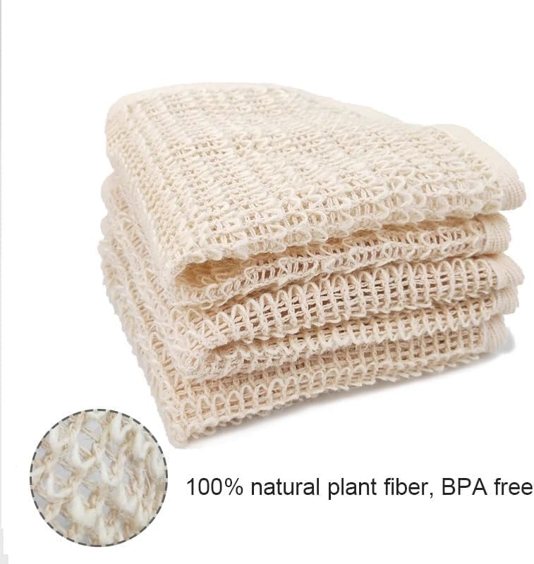 (3) 100% Natural Sisal washcloth. Exfoliating Organic loofah for a Smoother Skin. 100% Biodegradable. Anti-Cellulite + Stimulates Circulation & Energy - (3 Pcs)