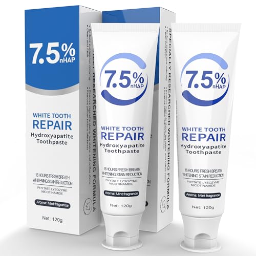 Hydroxyapatite Toothpaste, Nano Hydroxyapatite Toothpaste for Enamel Protection and Tooth Strengthening, Fresh Mint Flavor, Promotes Fresh Breath, Daily Use for Oral Health 2 Pack