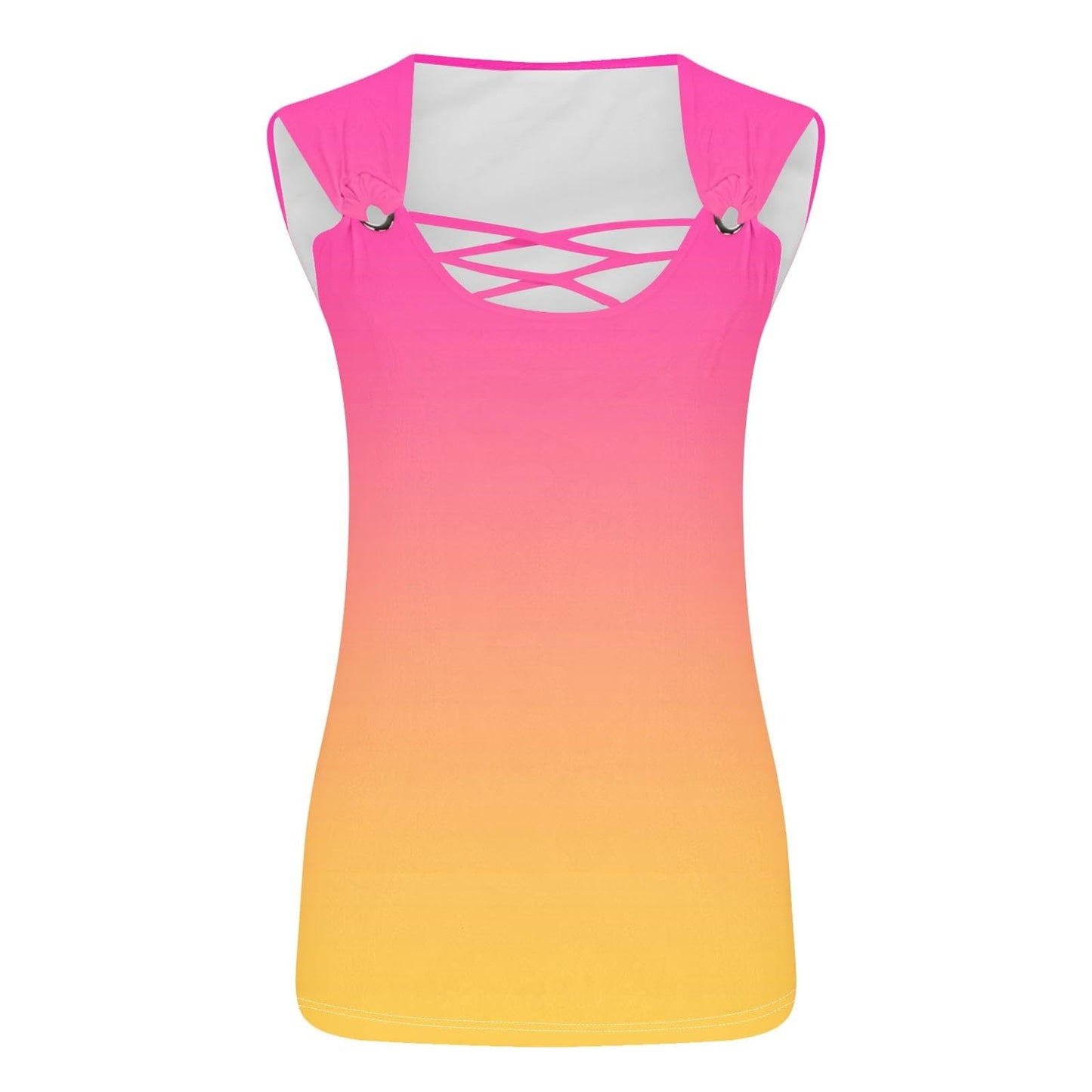 Boho Blouses for Women 2024 Tank Tops for Women Criss Cross Hollow Out Sleeveless Camisole Shirts Scoop Neck Casual Summer Basic T Shirts Extra Long Tank Tops for Women