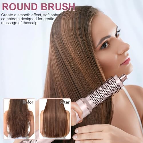 5 in 1 Hot Air Brush - Blow Dryer Brush & Air Curling Wrap Styler with Negative Ion Technology, Hair Dryer Brush for Drying, Curling, Straightening & Styling, Professional Hair Styling Tools