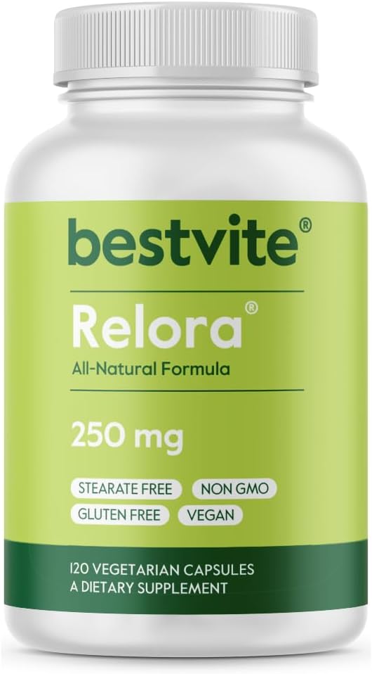 BESTVITE Relora 250mg (120 Vegetarian Capsules) - Clinically Researched -No Fillers - No Stearates - No Flow Agents - Vegan - Non GMO - Gluten Free