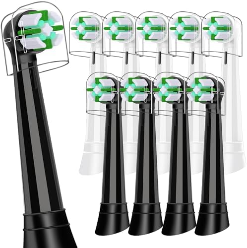 10 Pcs Replacement Heads Compatible with Oral B iO, Brush Heads Compatible with Oral B iO 2 3 4 5 6 7 8 9 10 Series Electric Toothbrush Handles, Deep Clean and Protect Teeth (Black/White)
