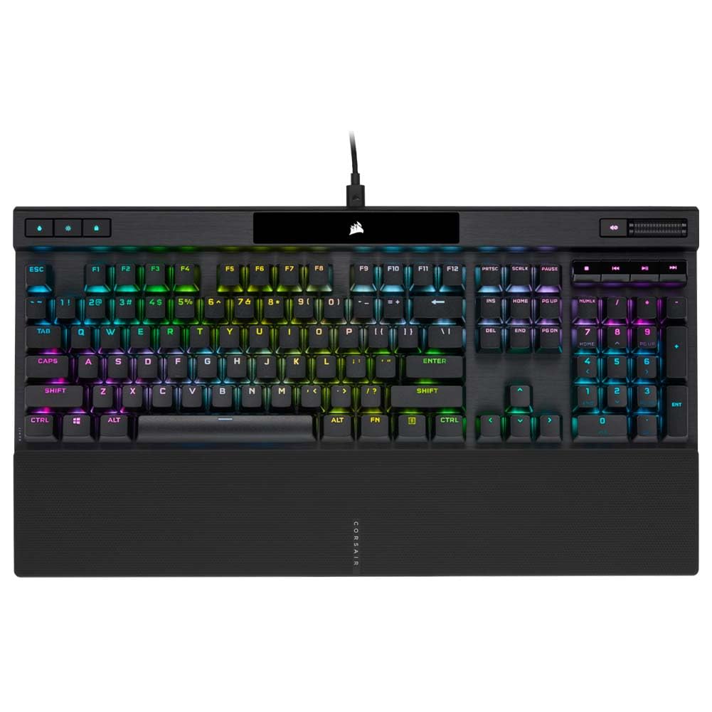 Corsair K70 PRO RGB Optical-Mechanical Gaming Keyboard - OPX Linear Switches, PBT Double-Shot Keycaps, 8,000Hz Hyper-Polling, Magnetic Soft-Touch Palm Rest - NA Layout, QWERTY - Black