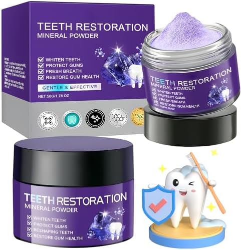 2PCS Teeth Restoration Mineral Powder,Mineral Tooth Powder,Teeth Whitening Mineral Powder, Effective in Strengthening Teeth and Gums, Dental Restoration Mineral Powder, Fresh Breath for Daily Use 50g
